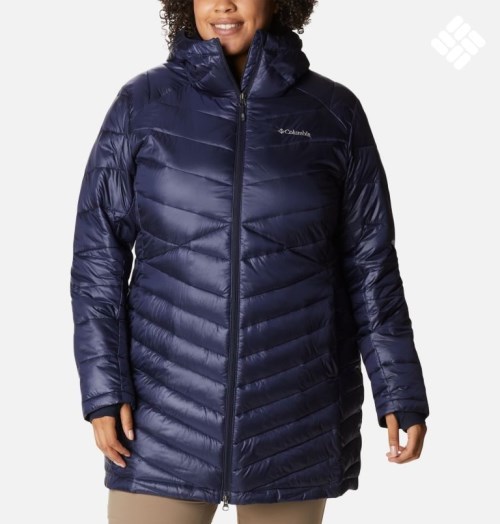 Women's Columbia Joy Peak Omni-Heat Infinity Mid Hooded Insulated Jackets Navy | Plus Size CA-V8651